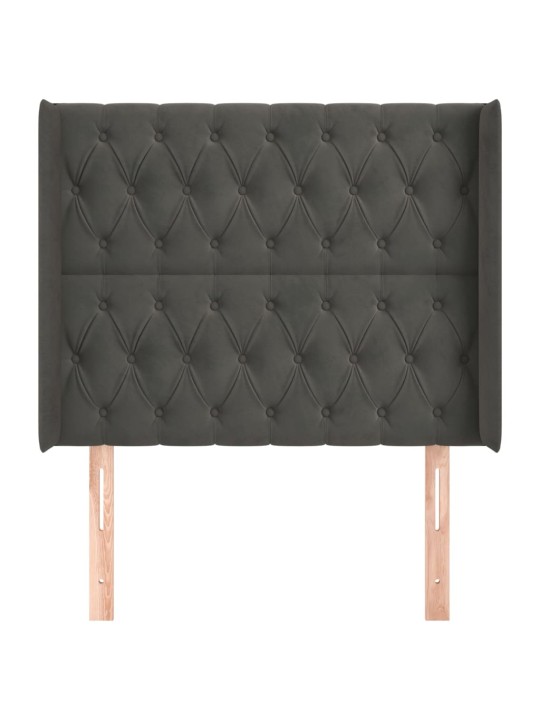 Čelo postele typu ušák tmavě šedé 93x16x118/128 cm samet