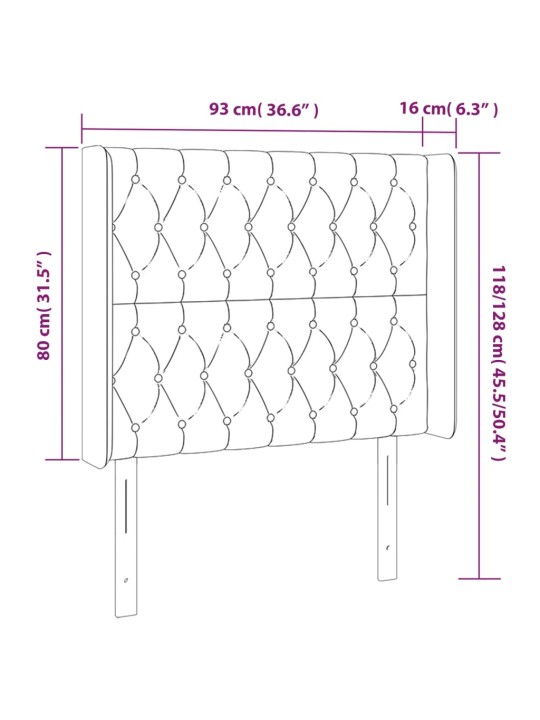 Čelo postele typu ušák tmavě šedé 93x16x118/128 cm samet