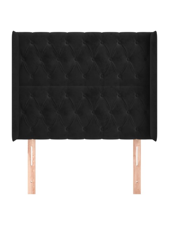 Čelo postele typu ušák černé 93x16x118/128 cm samet