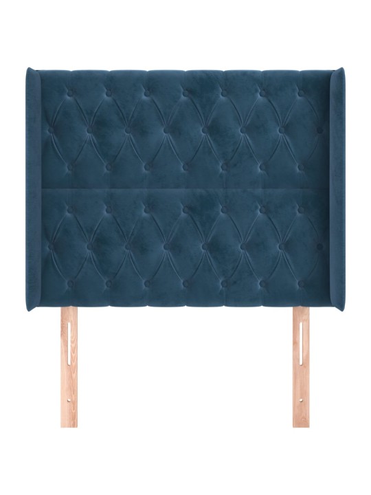 Čelo postele typu ušák tmavě modrá 93x16x118/128 cm samet
