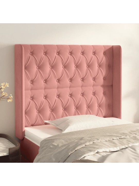Čelo postele typu ušák růžové 93x16x118/128 cm samet