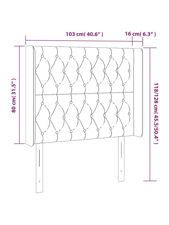Čelo postele typu ušák tmavě šedé 103x16x118/128 cm samet