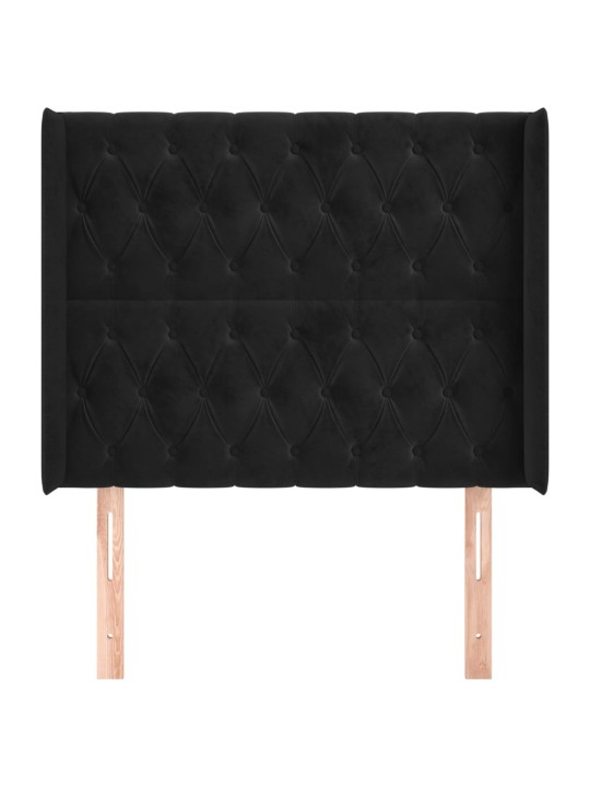 Čelo postele typu ušák černé 103x16x118/128 cm samet