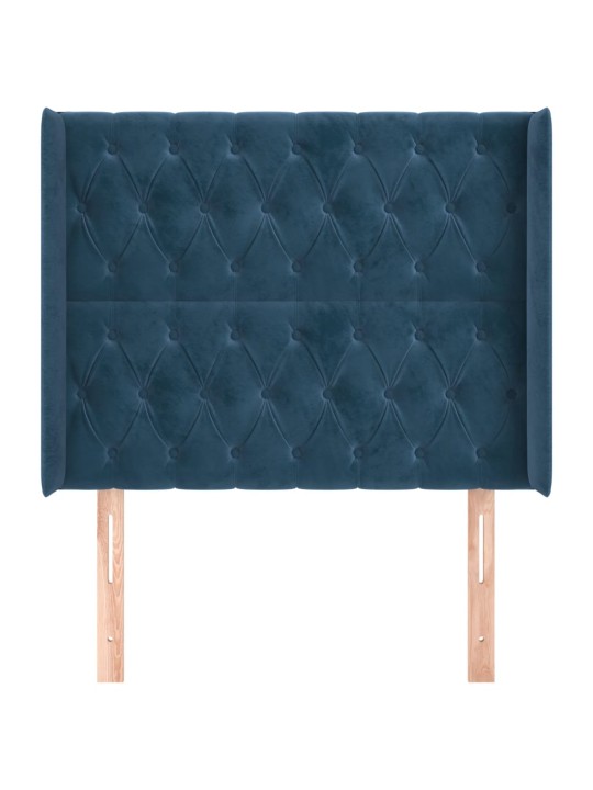 Čelo postele typu ušák tmavě modrá 103x16x118/128 cm samet
