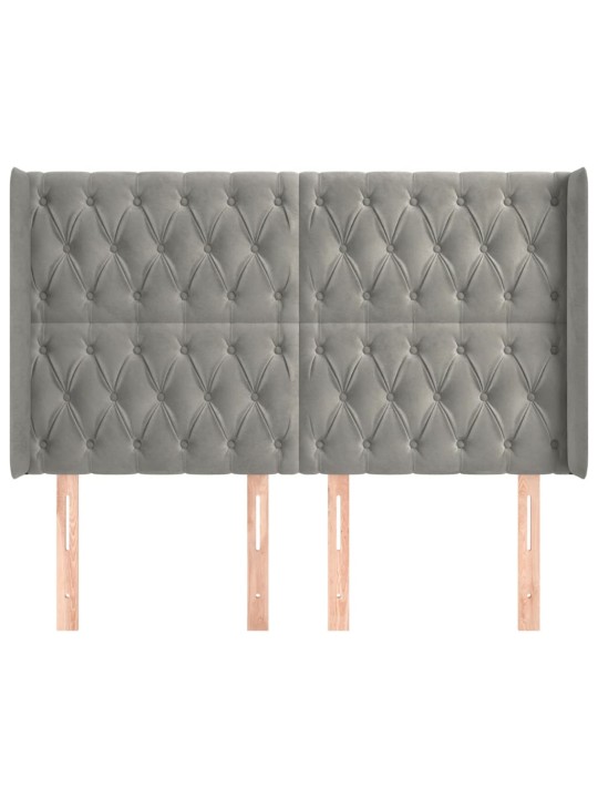 Čelo postele typu ušák světle šedé 147x16x118/128 cm samet