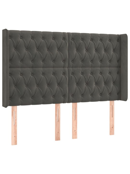 Čelo postele typu ušák tmavě šedé 147x16x118/128 cm samet