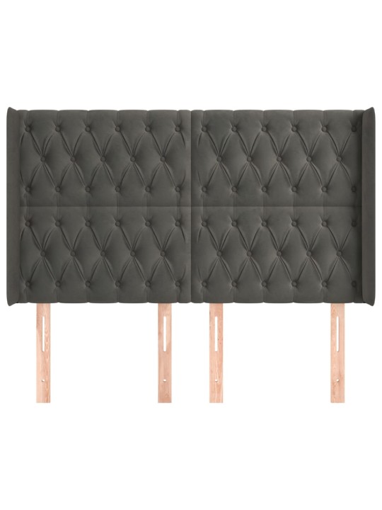 Čelo postele typu ušák tmavě šedé 147x16x118/128 cm samet