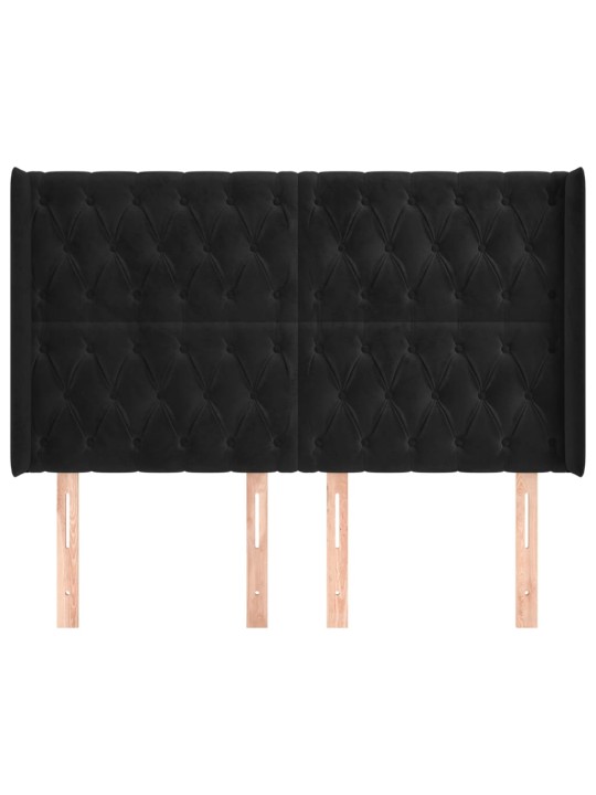 Čelo postele typu ušák černé 147x16x118/128 cm samet