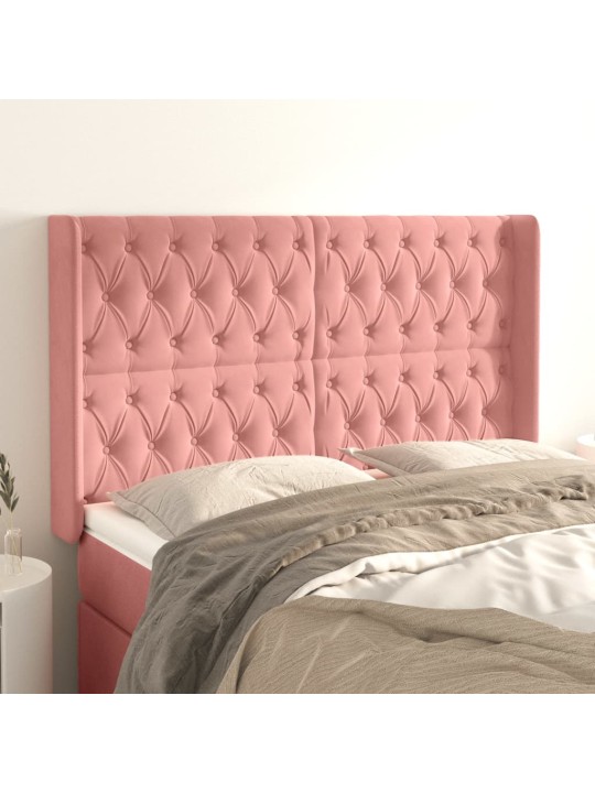 Čelo postele typu ušák růžové 147x16x118/128 cm samet