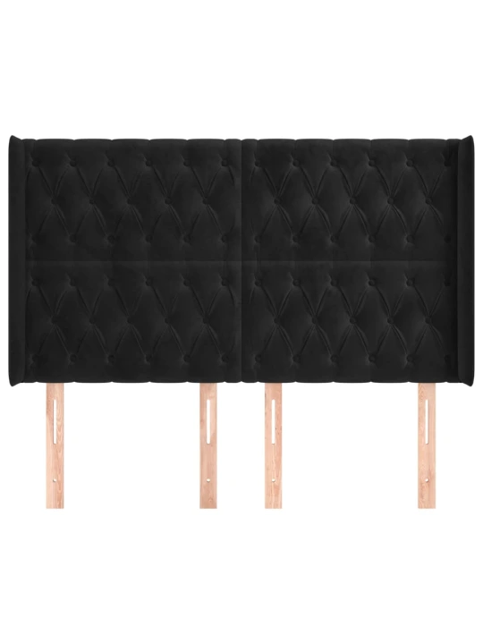 Čelo postele typu ušák černé 163x16x118/128 cm samet