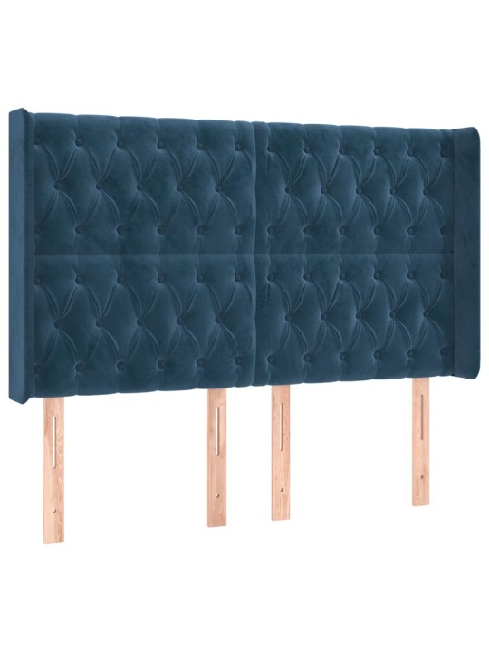 Čelo postele typu ušák tmavě modrá 163x16x118/128 cm samet