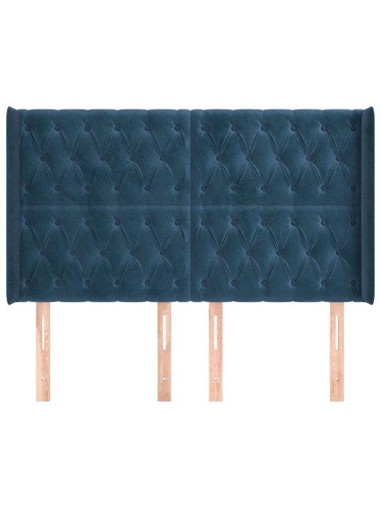 Čelo postele typu ušák tmavě modrá 163x16x118/128 cm samet