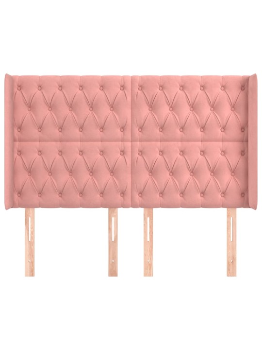 Čelo postele typu ušák růžové 163x16x118/128 cm samet