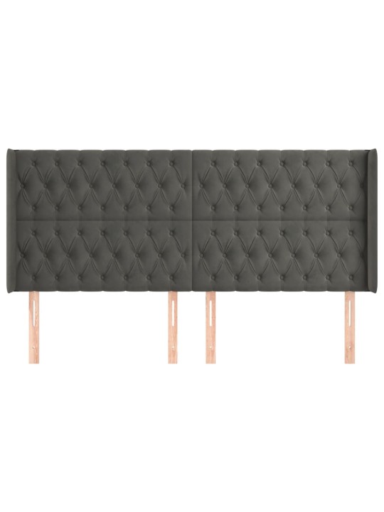 Čelo postele typu ušák tmavě šedé 183x16x118/128 cm samet