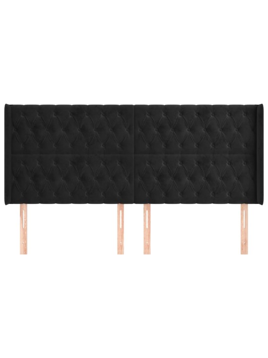 Čelo postele typu ušák černé 183x16x118/128 cm samet