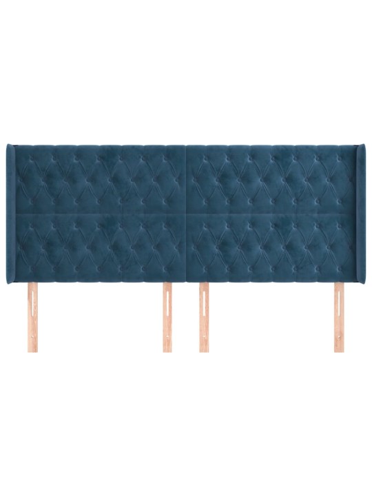 Čelo postele typu ušák tmavě modrá 183x16x118/128 cm samet
