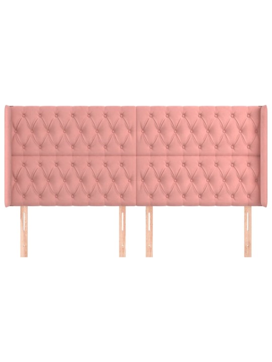 Čelo postele typu ušák růžové 183x16x118/128 cm samet