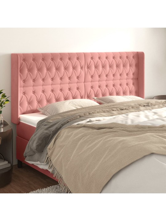 Čelo postele typu ušák růžové 183x16x118/128 cm samet