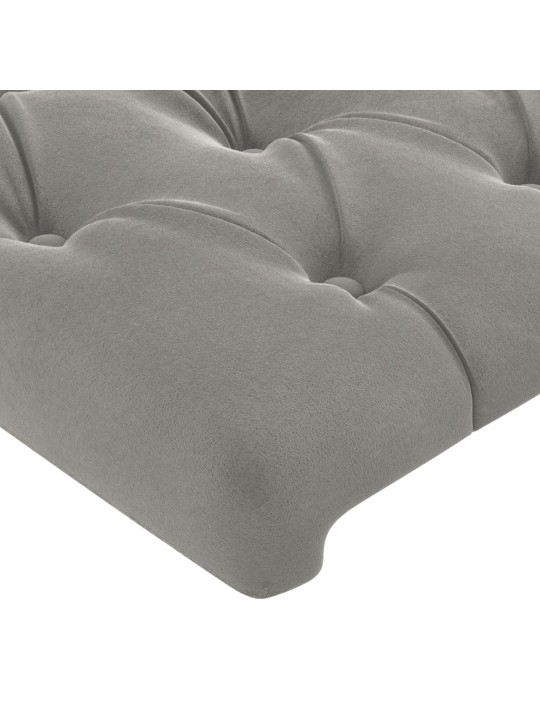 Čelo postele typu ušák světle šedé 203x16x118/128 cm samet