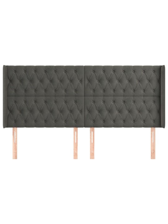 Čelo postele typu ušák tmavě šedé 203x16x118/128 cm samet