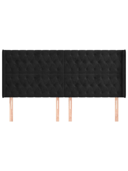 Čelo postele typu ušák černé 203x16x118/128 cm samet