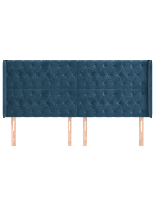 Čelo postele typu ušák tmavě modrá 203x16x118/128 cm samet