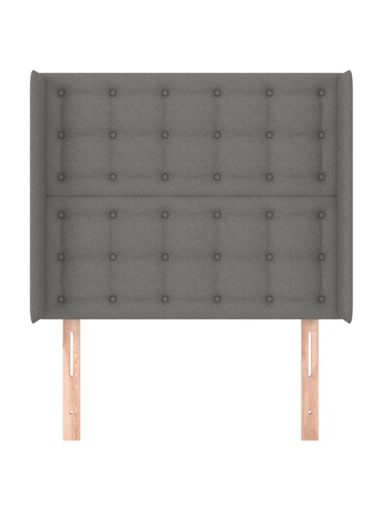Čelo postele typu ušák tmavě šedé 83x16x118/128 cm textil