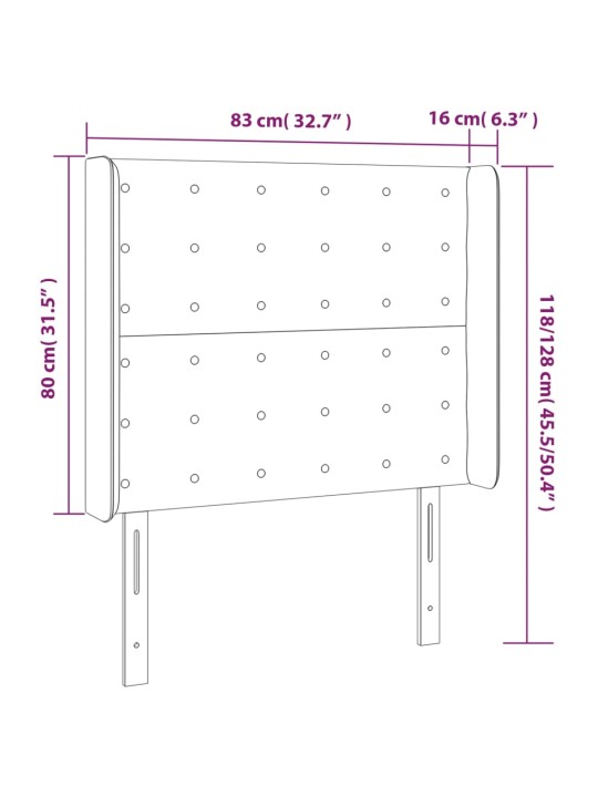 Čelo postele typu ušák tmavě šedé 83x16x118/128 cm textil