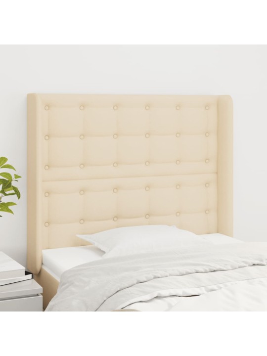 Čelo postele typu ušák krémové 83x16x118/128 cm textil