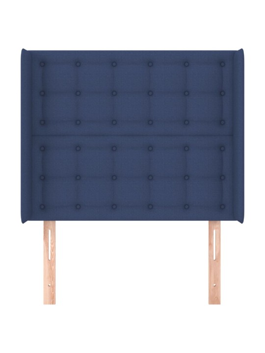 Čelo postele typu ušák modré 83x16x118/128 cm textil