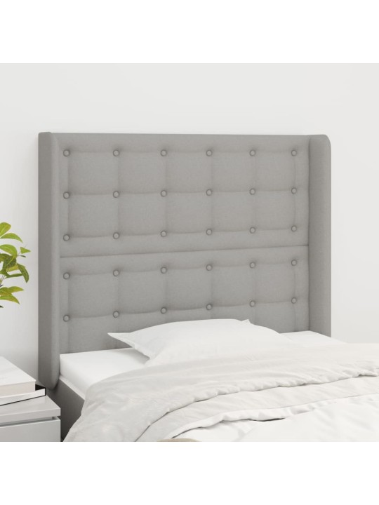 Čelo postele typu ušák světle šedé 93x16x118/128 cm textil