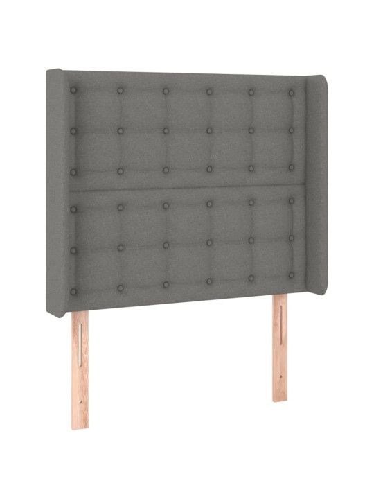 Čelo postele typu ušák tmavě šedé 93x16x118/128 cm textil