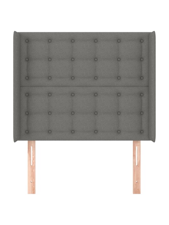 Čelo postele typu ušák tmavě šedé 93x16x118/128 cm textil