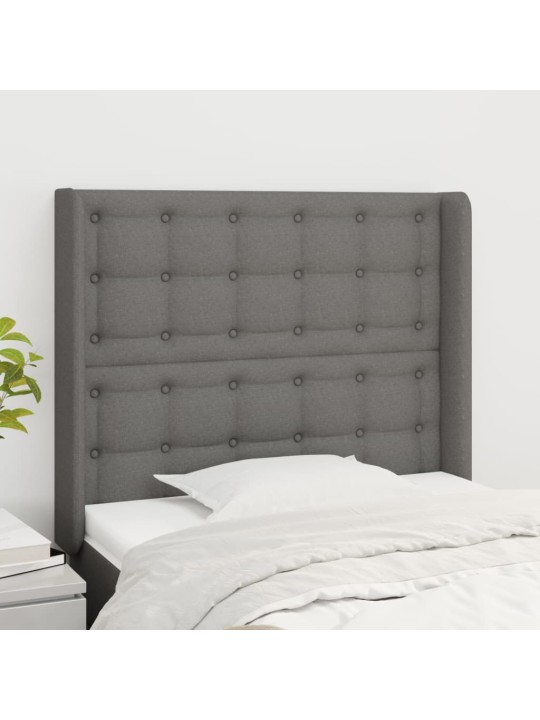 Čelo postele typu ušák tmavě šedé 93x16x118/128 cm textil