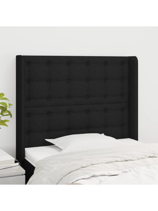 Čelo postele typu ušák černé 93x16x118/128 cm textil