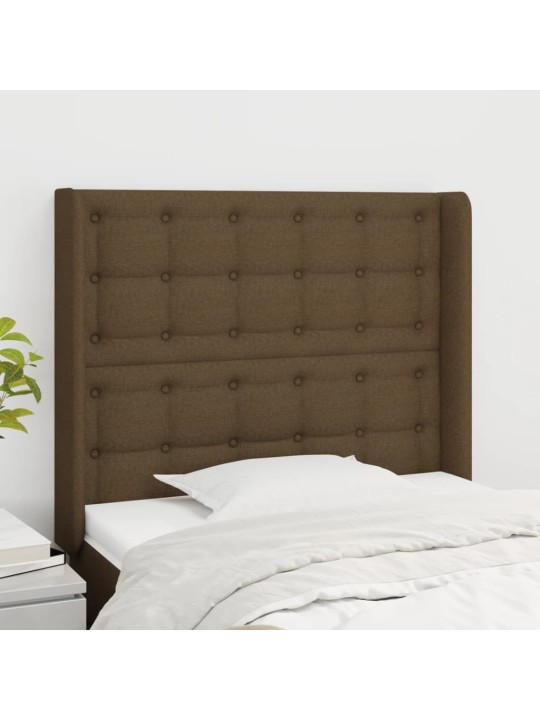 Čelo postele typu ušák tmavě hnědé 93x16x118/128 cm textil