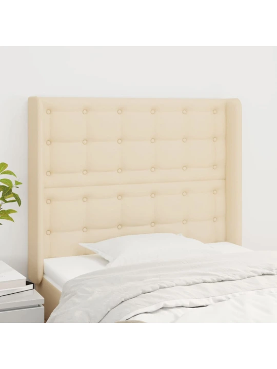 Čelo postele typu ušák krémové 93x16x118/128 cm textil