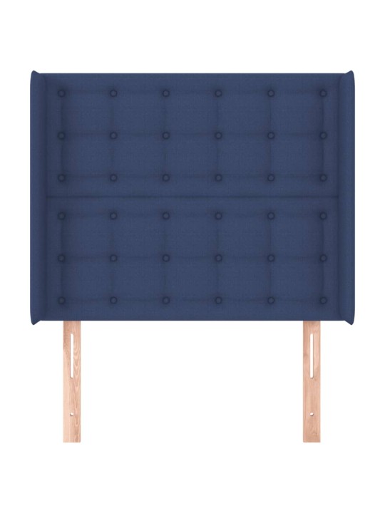 Čelo postele typu ušák modré 93x16x118/128 cm textil