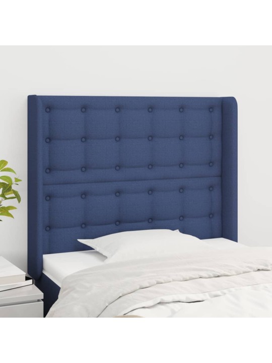 Čelo postele typu ušák modré 93x16x118/128 cm textil