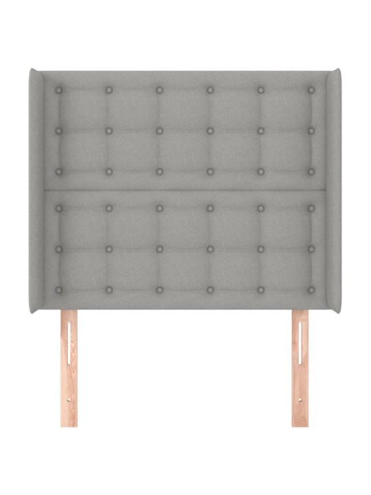 Čelo postele typu ušák světle šedé 103x16x118/128 cm textil