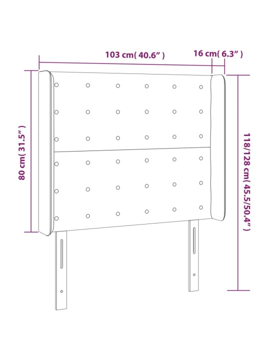 Čelo postele typu ušák tmavě šedé 103x16x118/128 cm textil