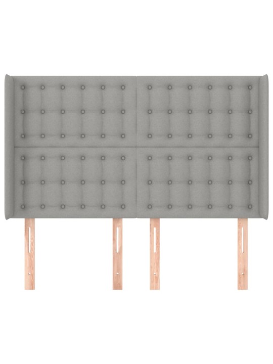 Čelo postele typu ušák světle šedé 147x16x118/128 cm textil
