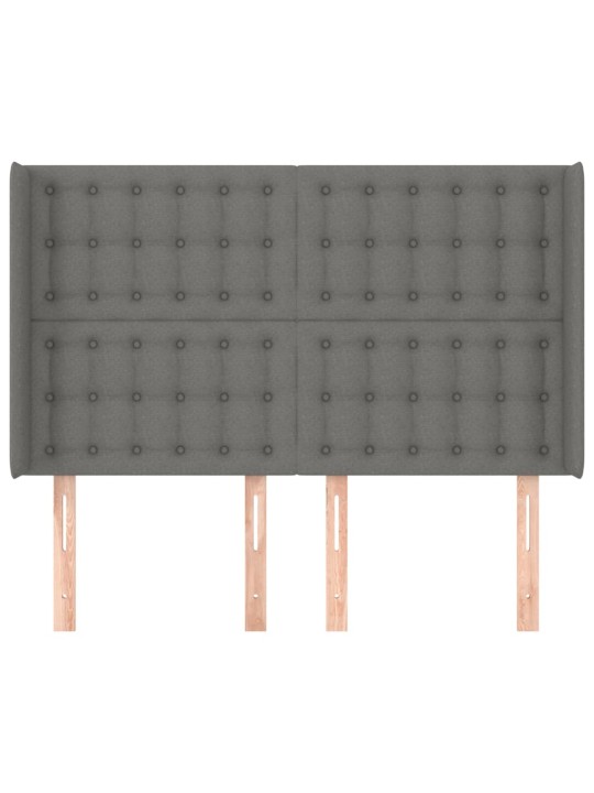 Čelo postele typu ušák tmavě šedé 147x16x118/128 cm textil