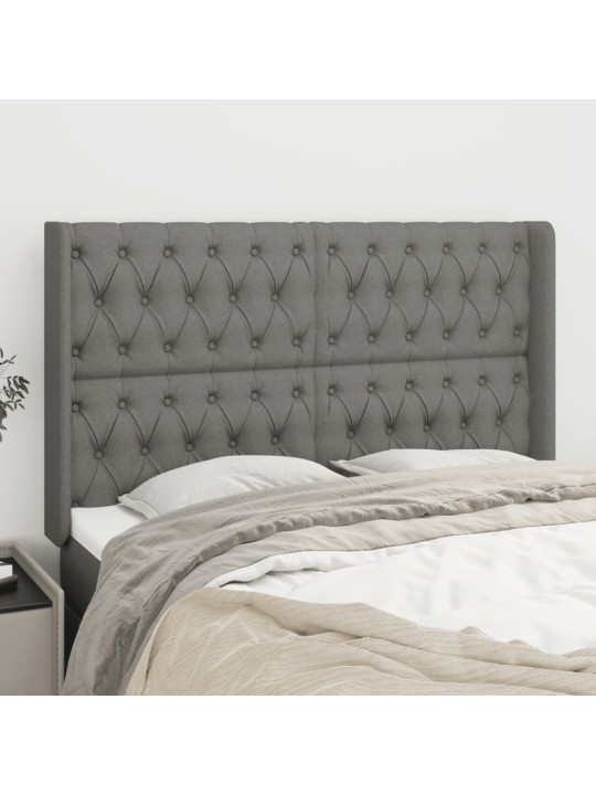 Čelo postele typu ušák tmavě šedé 147x16x118/128 cm textil