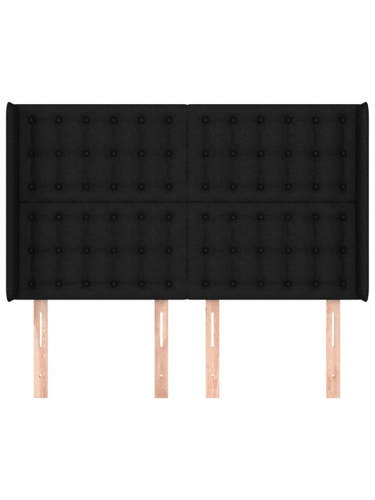 Čelo postele typu ušák černé 147x16x118/128 cm textil