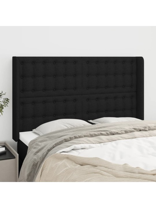 Čelo postele typu ušák černé 147x16x118/128 cm textil