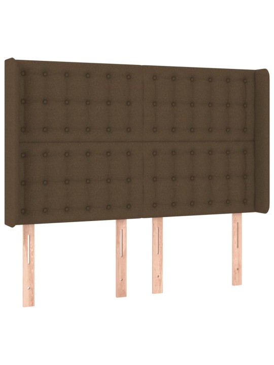 Čelo postele typu ušák tmavě hnědé 147x16x118/128 cm textil