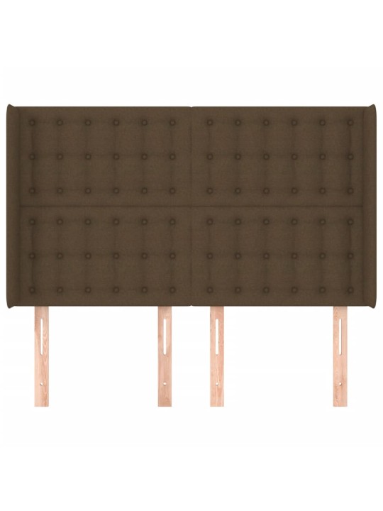 Čelo postele typu ušák tmavě hnědé 147x16x118/128 cm textil