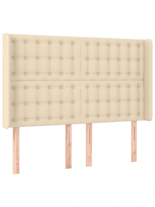 Čelo postele typu ušák krémové 147x16x118/128 cm textil