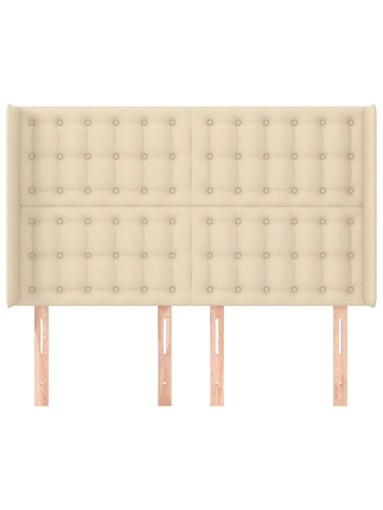 Čelo postele typu ušák krémové 147x16x118/128 cm textil